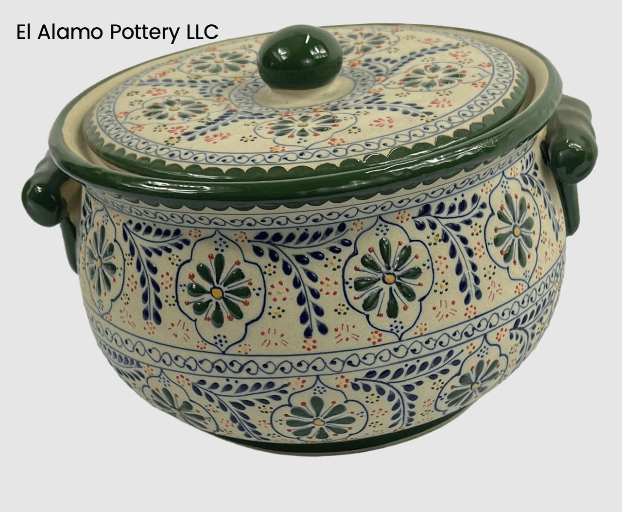 Handcrafted Talavera Tureen – Green Garden Floral Design