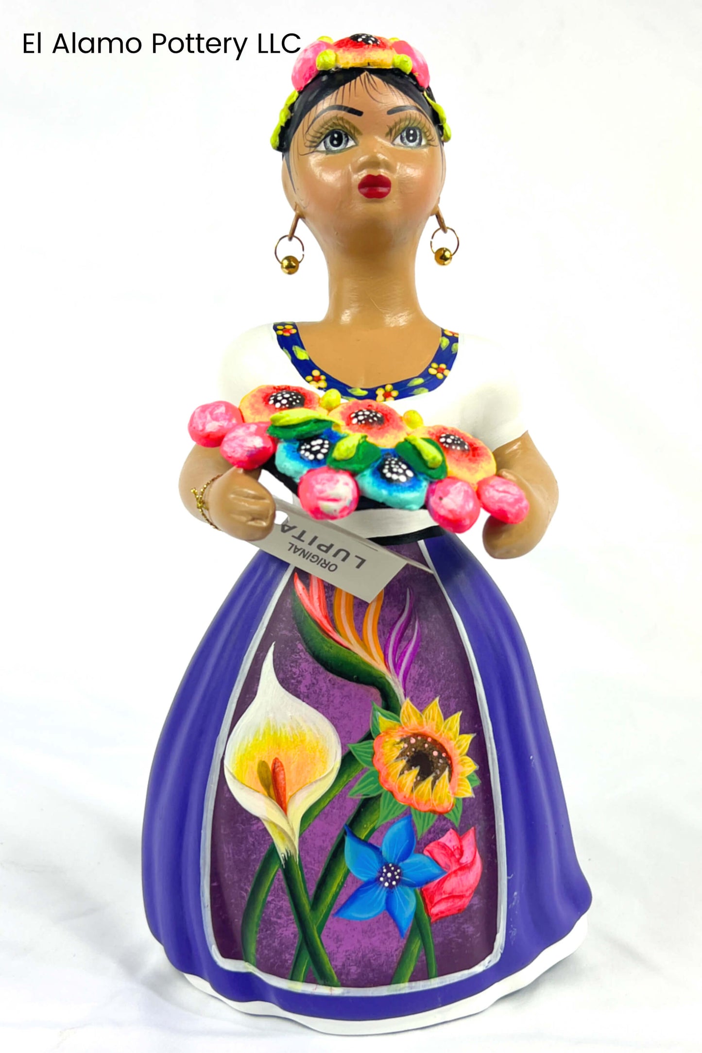 Original Navarro Lupita Figurine – Purple Skirt with Floral Bouquet
