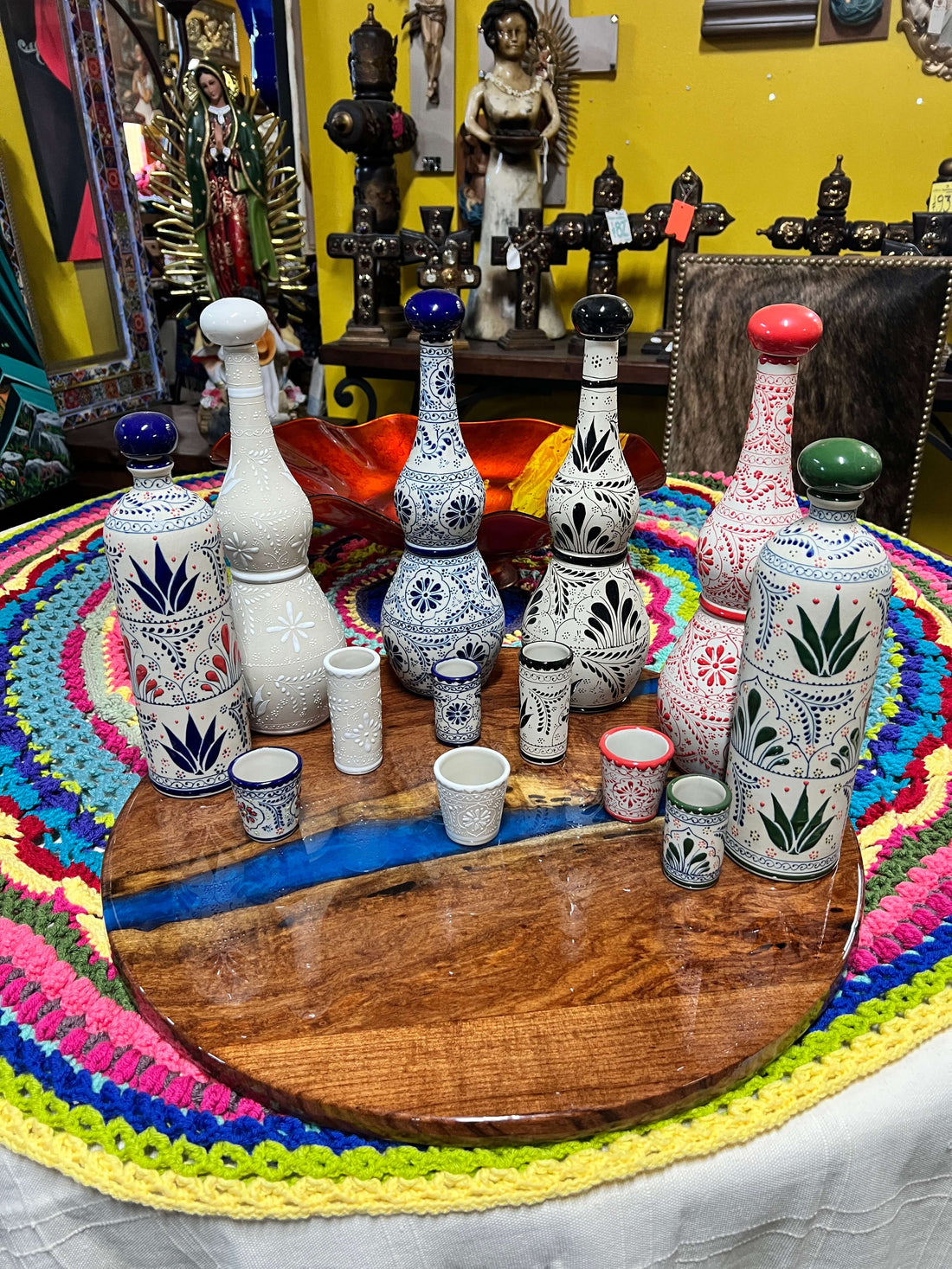 Handcrafted Talavera Tequila Bottles