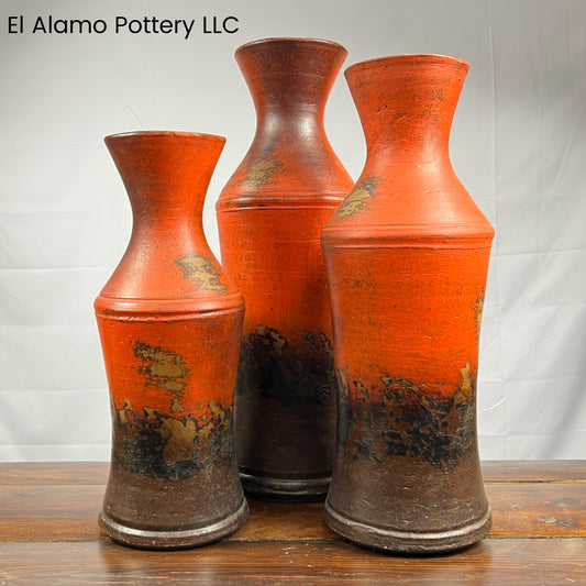 Vintage Rustic Tall Terracotta Vase Set – Handcrafted Southwestern Charm