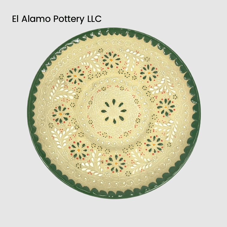 Handcrafted Talavera Bread & Butter Plate – Green & Natural Floral Harmony (6")