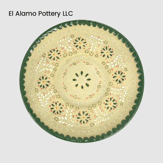Handcrafted Talavera Bread & Butter Plate – Green & Natural Floral Harmony (6")