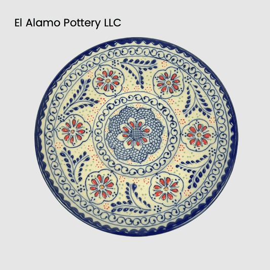 Handcrafted Talavera Bread & Butter Plate – Blue Medallion & Garden Bloom Motif (6")