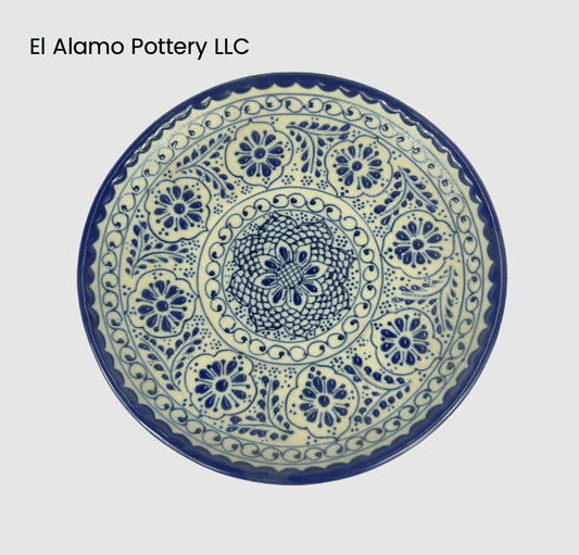 Handcrafted Talavera Bread & Butter Plate – Cobalt Blue Floral Pattern (6")