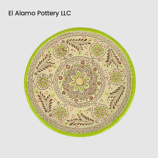 Handcrafted Talavera Appetizer Plate – Citrus Green & Earth Tones (8")