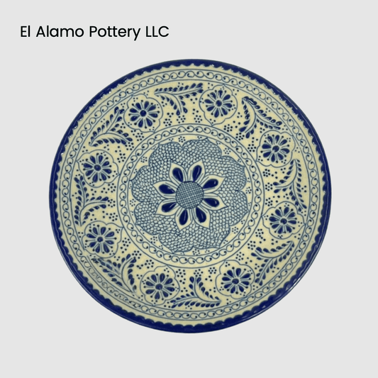 Handcrafted Talavera Appetizer Plate – Blue Blossom Medallion (8")