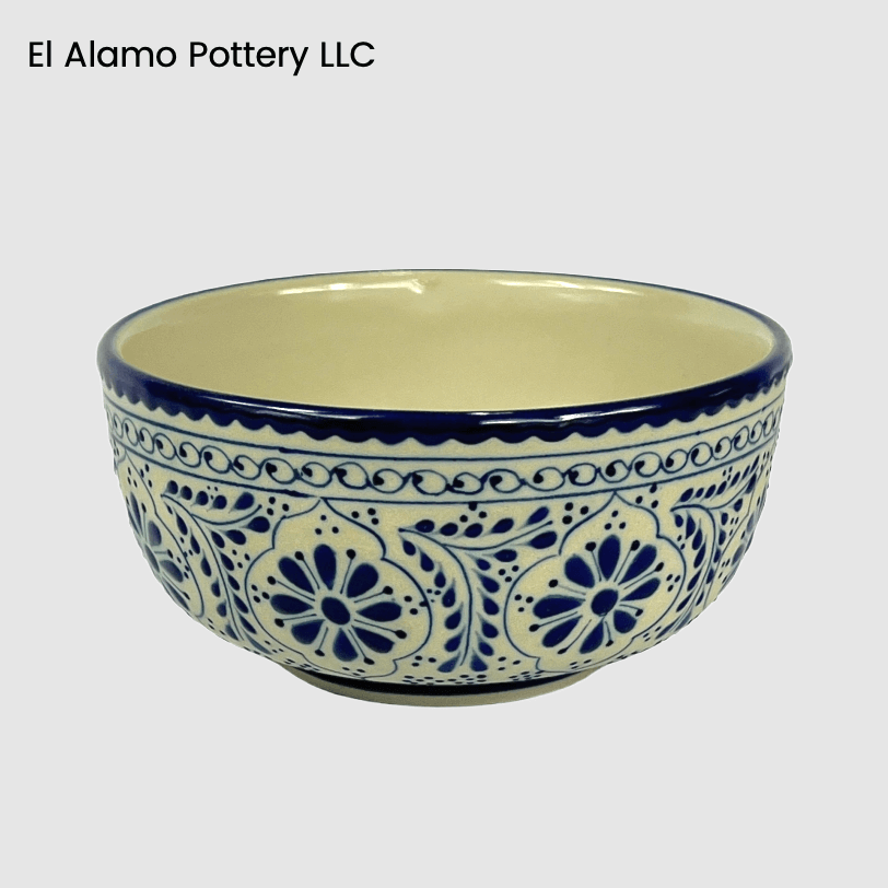Handcrafted Talavera Soup Bowl – Cobalt Blue & Ivory Floral