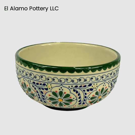 Handcrafted Talavera Soup Bowl – Garden Green Floral Delight
