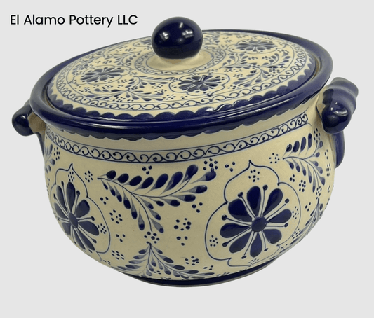 Handcrafted Talavera Tureen – Blue Blossom Scrollwork Design