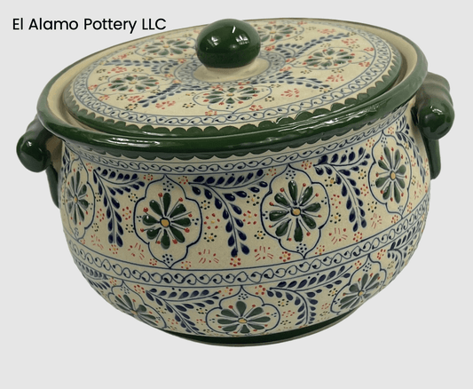Handcrafted Talavera Tureen – Green Garden Floral Design
